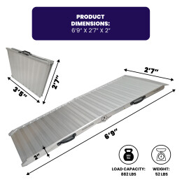 6'9'' x 2'7'' Heavy duty wheelchair disabled foldable ramp for Motorbikes (882lbs max load) HR7