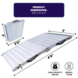 4'9" x 3' Heavy duty wheelchair disabled foldable ramp for Motorbikes (882lbs max load) HR145