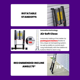 12.5ft Air Soft Close Telescopic Ladder (1K3.8Air)