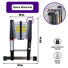 12.5ft Air Soft Close Telescopic Ladder (1K3.8Air)