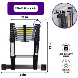 8.5ft Air Soft Close Telescopic Ladder (1K2.6Air)