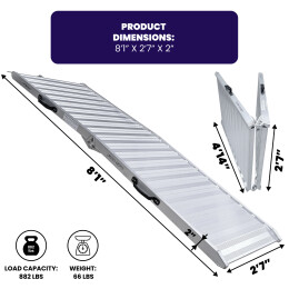 8’1’’ x 2’7’’ Heavy duty wheelchair disabled foldable ramp Motorbikes (882 lbs max load)  HR245