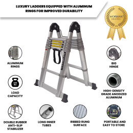 12.5ft Double Telescopic Ladder With Aluminium Rings
