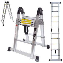 10.5ft Double Telescopic Ladder With Aluminium Rings