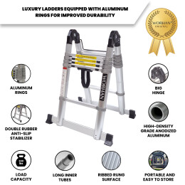 10.5ft Double Telescopic Ladder With Aluminium Rings