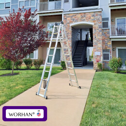 18.4ft Double Telescopic Ladder With Aluminium Rings