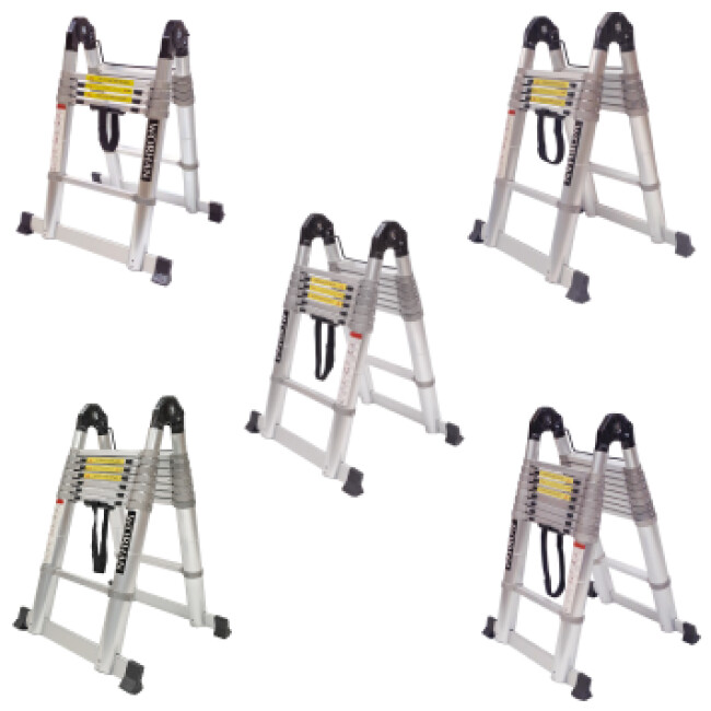 Double Telescopic Ladder - Aluminium Rings