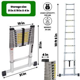 10.5ft Telescopic Ladder With Aluminium Rings (1AK3.2)