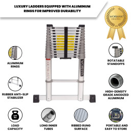 12.5ft Telescopic Ladder With Aluminium Rings (1AK3.8)