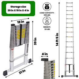 14.4ft Telescopic Ladder With Aluminium Rings (1AK4.4)