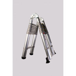 Double Telescopic Ladder With Aluminium Rings 5m